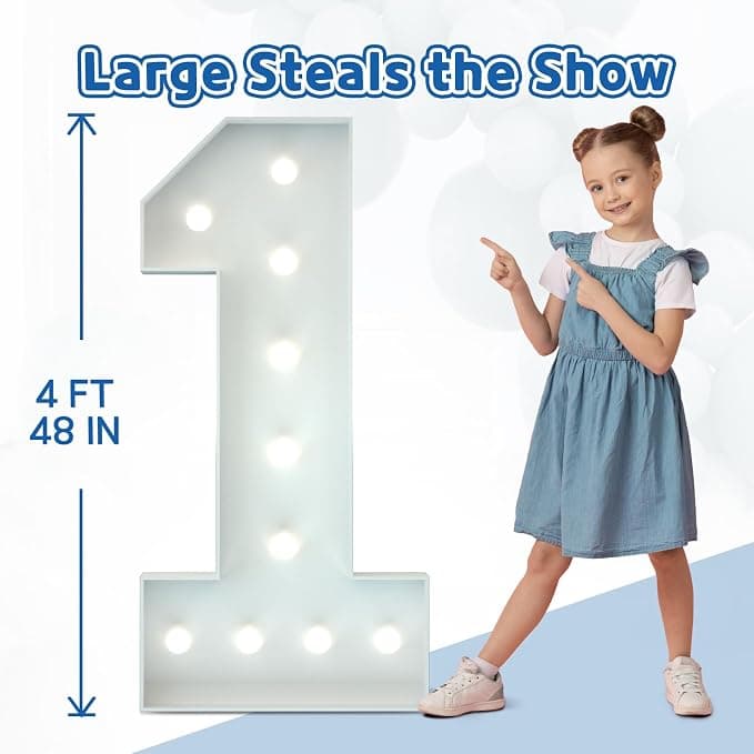 Marquee Numbers 4 Feet Tall Big Light Up Numbers 21st Birthday Decorations Women Men White Anniversary Party Decor Large Cardboard Prop Backdrop Sign 21