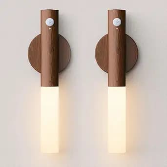 Battery Operated Wall Sconce Set of 2 - Rechargeable Motion Sensor Night Lights, 2200mAh Wireless Wall Lights Sconce, Magnetic Portable Hallway Light for Kitchen Stair Cabinet, 3000K